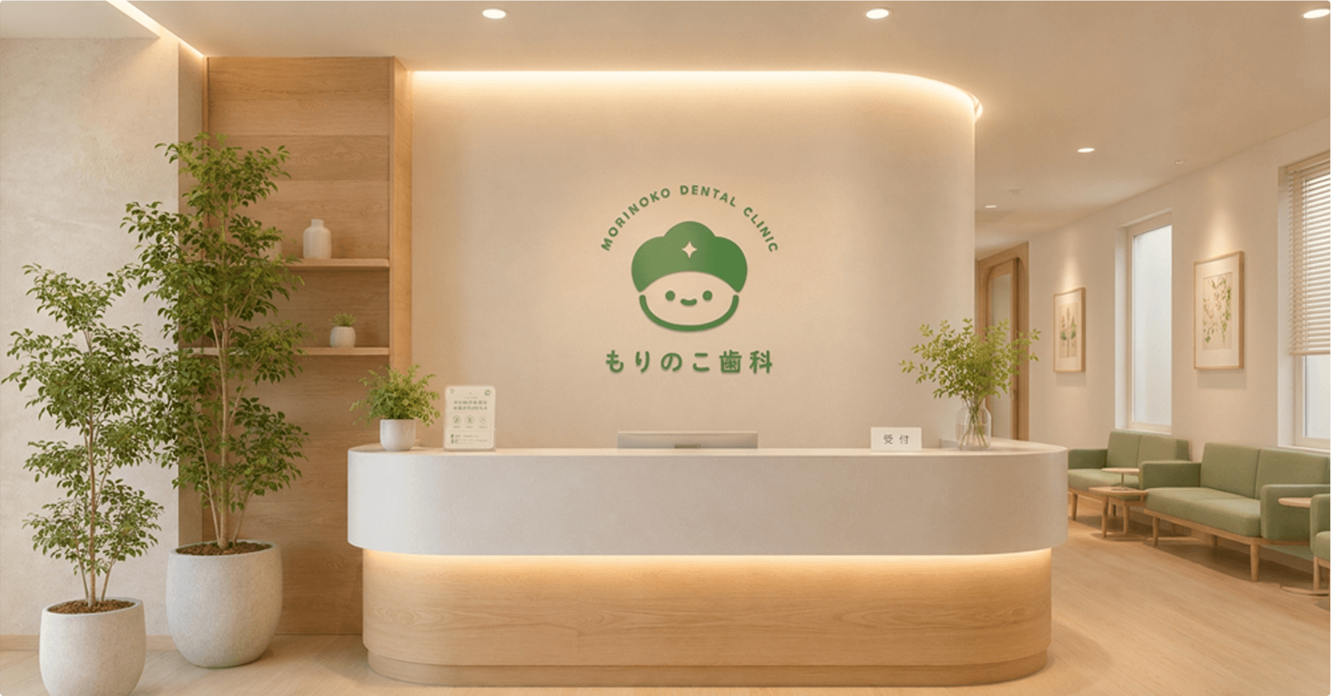もりのこ歯科 受付・院内モックアップ